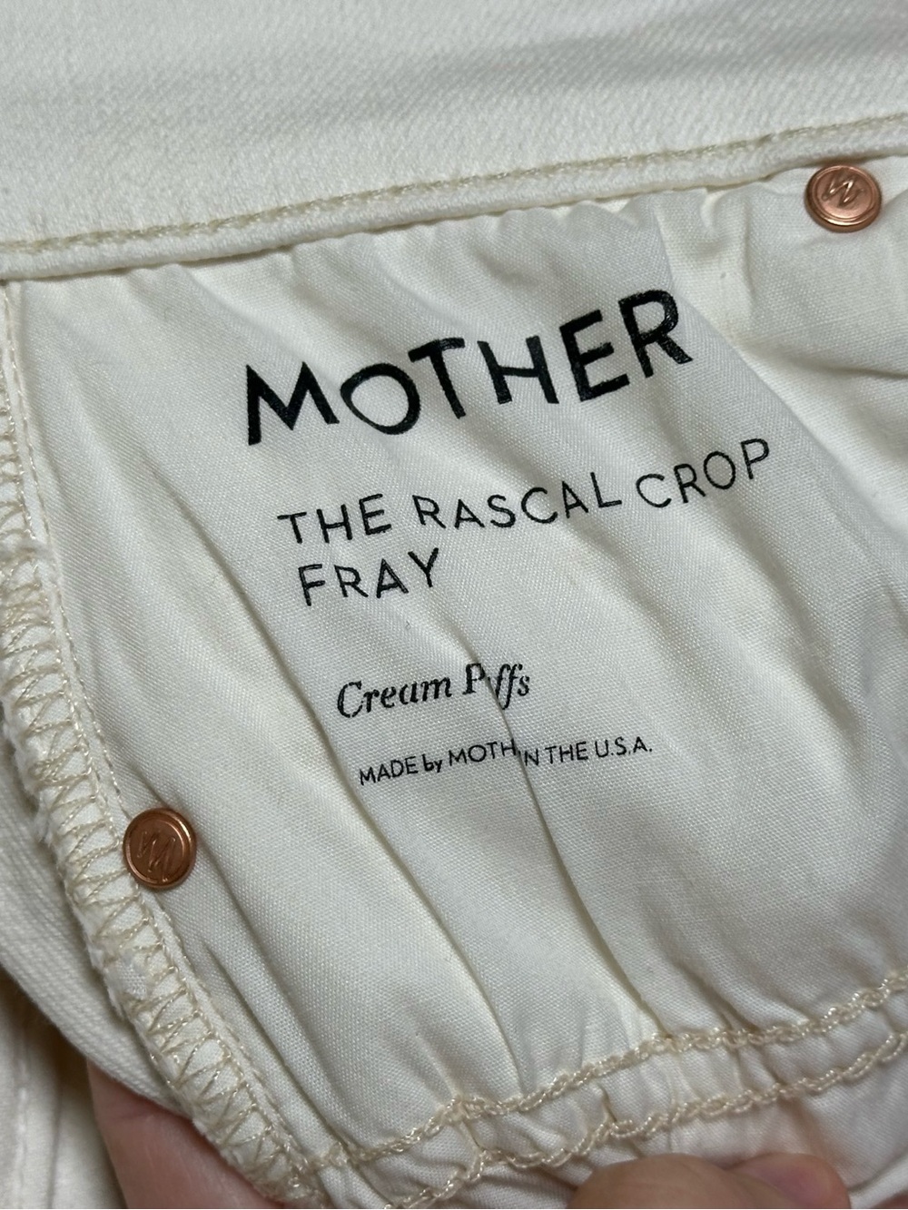 Mother The Rascal Crop Fray Jeans Off-White/ Cream Size 25 Casual Trendy Preppy - Picture 8 of 14